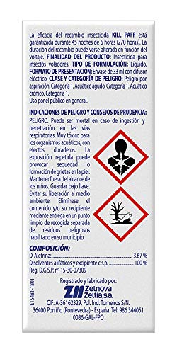 KILL-PAFF KIDS |Insecticida Eléctrico |Antimosquitos |Eficaz Contra Mosquito Tigre y Transmisores de Enfermedades Tropicales |Con Luz |Sin Olor|45 Noches de Protección |Contenido: 1 Dif + 1 Rec