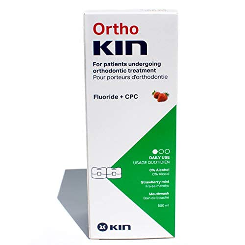 Kin Ortho Enjuague Bucal Para Brackets Ortodoncia ~ Flúor, Vitaminas, Sin Alcohol, 500 mililitros