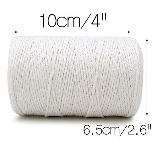 KINGLAKE Cuerda de algodón blanco de 200 m, 2 mm, hilo de cocina de algodón para tareas culinarias, proyectos de manualidades, aplicaciones de jardinería