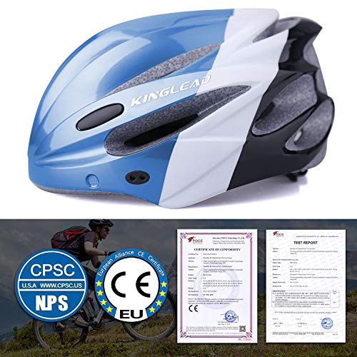 KINGLEAD Casco de Bicicleta con Luz LED Unisex Casco de Bicicleta Protegido para Carreras de Ciclismo Skateboarding al Aire Libre Seguridad Superligero Ajustable con Certificado CE