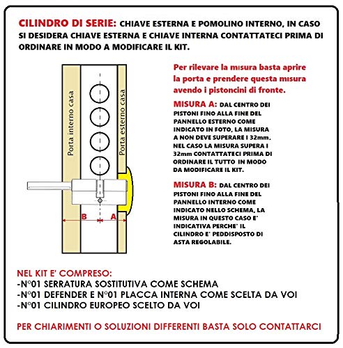Kit de cerradura para puerta blindada cilindro europeo Motura C28 Plus para dier motura solo manda 5 pernos (placa cuadrada y defender normal)