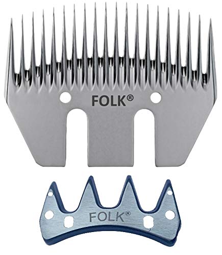 Kit de cuchilla y peine marca Folk, 20 dientes, 76 mm ancho para Esquilar Ovejas, cabras, caballos, mulos, perros (1)