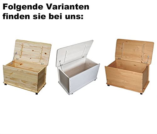 KMH®, Caja de juguetes de madera de pino macizo con ruedas (blanco) (#800057)