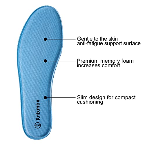 Knixmax Plantillas Memory Foam para Zapatos de Mujer y Hombre, Plantillas Confort Amortiguadoras Cómodas y Flexibles para Trabajo, Deportes, Caminar, Senderismo, EU41 Azul