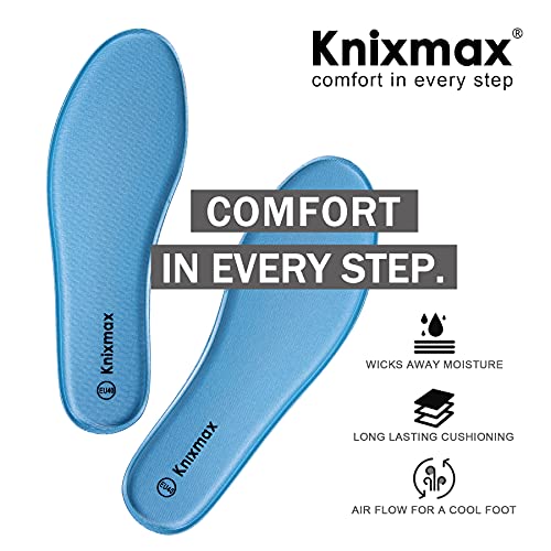 Knixmax Plantillas Memory Foam para Zapatos de Mujer y Hombre, Plantillas Confort Amortiguadoras Cómodas y Flexibles para Trabajo, Deportes, Caminar, Senderismo, EU41 Azul