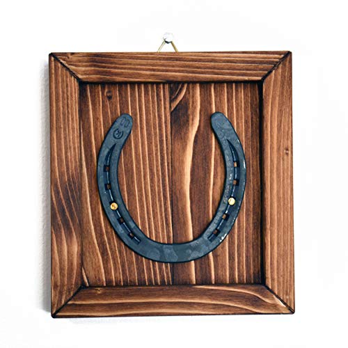 Kreainvent Herradura de la suerte en marco de madera para decoración del hogar, marco de madera, adornos de herradura – regalo de la suerte