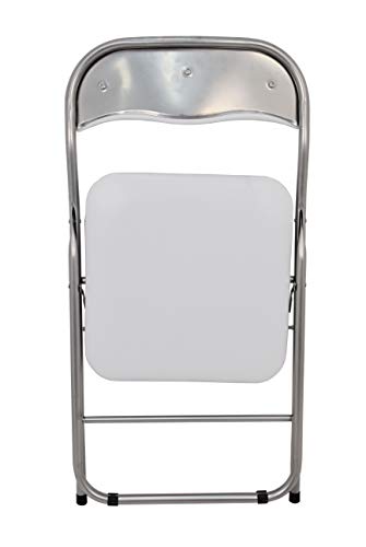 La Silla Española Sevilla - Silla plegable en aluminio con asiento y respaldo alcochados en PVC, Blanco, 78x43,5x46 cm