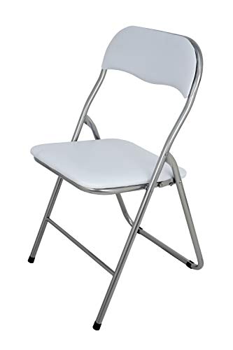 La Silla Española Sevilla - Silla plegable en aluminio con asiento y respaldo alcochados en PVC, Blanco, 78x43,5x46 cm