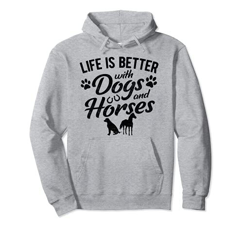 La vida es mejor con perros y caballos Equestrian Farm Riding Sudadera con Capucha