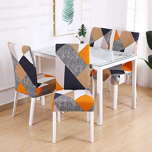 laamei Fundas para Sillas de Comedor Fundas Decorativas para Sillas Altas Pack de 1/2/4/6 Fundas Elásticas Chair Covers Lavables Desmontables Cubiertas para Sillas Muy Fácil de Limpiar