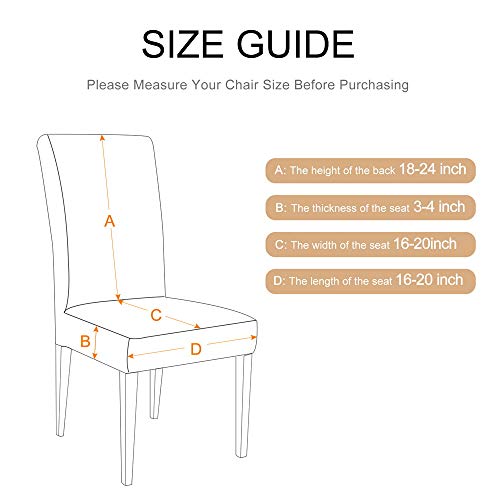 laamei Fundas para Sillas de Comedor Fundas Decorativas para Sillas Altas Pack de 1/2/4/6 Fundas Elásticas Chair Covers Lavables Desmontables Cubiertas para Sillas Muy Fácil de Limpiar
