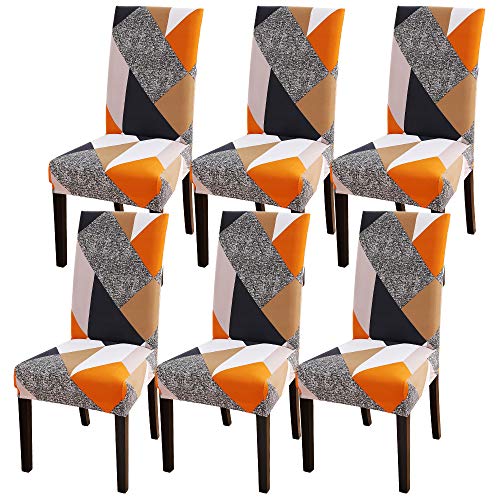 laamei Fundas para Sillas de Comedor Fundas Decorativas para Sillas Altas Pack de 1/2/4/6 Fundas Elásticas Chair Covers Lavables Desmontables Cubiertas para Sillas Muy Fácil de Limpiar