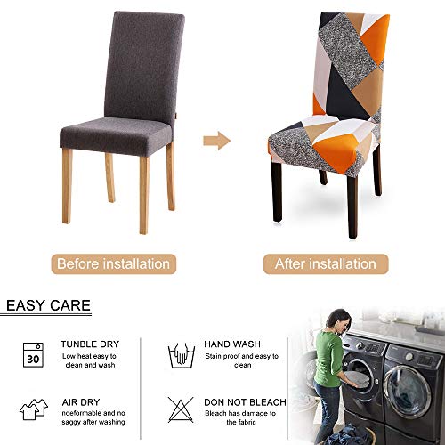 laamei Fundas para Sillas de Comedor Fundas Decorativas para Sillas Altas Pack de 1/2/4/6 Fundas Elásticas Chair Covers Lavables Desmontables Cubiertas para Sillas Muy Fácil de Limpiar