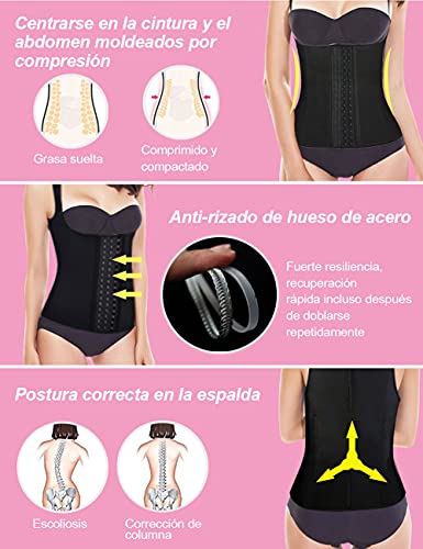 LaLaAreal Fajas Reductoras Corset de Alta Cinturón Mujer para Fitness Corsé Cintura Deporte Waist Trainer Camiseta Cremallera