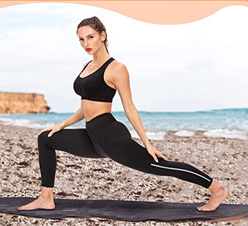 LaLaAreal Mujeres Pantalones Deportivos Cintura Alta Leggins Elásticos Fitness Bolsillos Yoga Correr Capri
