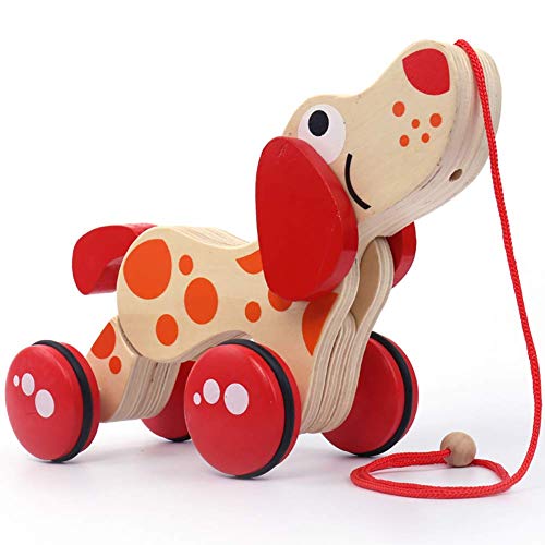 Lalia Juguete de madera de Nachzieh para perro, juguete de motricidad, multicolor, de madera, regalo para niños, juguete de habilidad motricidad multicolor, 2 + niños pequeños (perro)