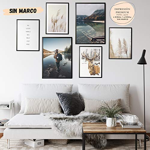 Láminas Decorativas para salón, Comedor, habitación, Dormitorio, Pasillo. Set de 6 Posters Modernos DIN A3 y DIN A4. Sin Marco.