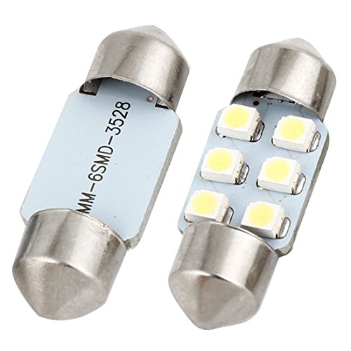 Lampara de cupula de feston - SODIAL(R)6 pzs 31mm 3528 6 SMD Blanco LED Luz de coche de cupula de feston 3022 Interno