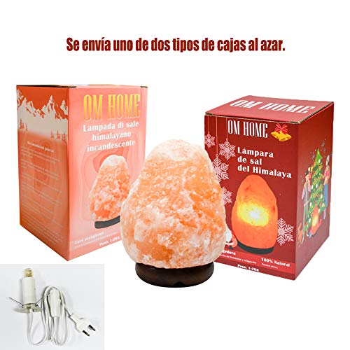 Lampara de sal natural del himalaya 1-2KG [Clase de eficiencia energética E] - Lampara flotante con cargador - Salt lamp led para mejorar salud - Regalo ideal entre familia
