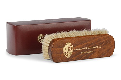 Langer & Messmer cepillo de zapatos fabricado con pelo de caballo blanco para abrillantar zapatos: el cepillo lustrador para el cuidado profesional de los zapatos