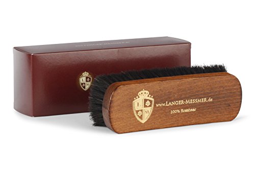Langer & Messmer cepillo de zapatos fabricado con pelo de caballo negro para abrillantar zapatos: el cepillo lustrador para el cuidado profesional de los zapatos