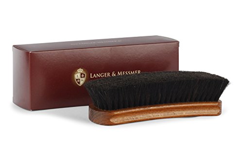 Langer & Messmer cepillo de zapatos fabricado con pelo de caballo negro para abrillantar zapatos: el cepillo lustrador para el cuidado profesional de los zapatos