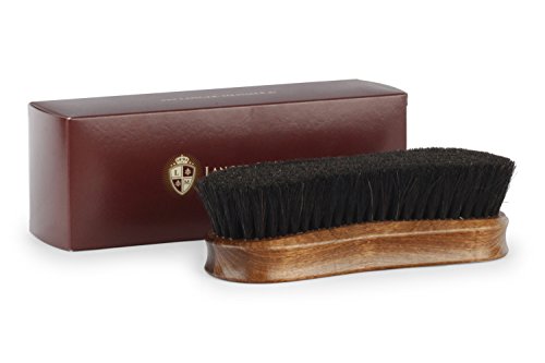 Langer & Messmer cepillo de zapatos Premium fabricado con pelo de caballo negro para abrillantar zapatos: el cepillo lustrador de primera calidad para el cuidado profesional de los zapatos