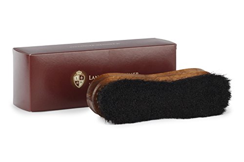 Langer & Messmer cepillo de zapatos Premium fabricado con pelo de caballo negro para abrillantar zapatos: el cepillo lustrador de primera calidad para el cuidado profesional de los zapatos