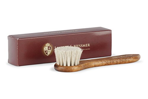 Langer & Messmer Set de 2 cepillos con 100% cerdas de crin de caballo para la limpieza y el cuidado de zapatos de piel (blanco/blanco)