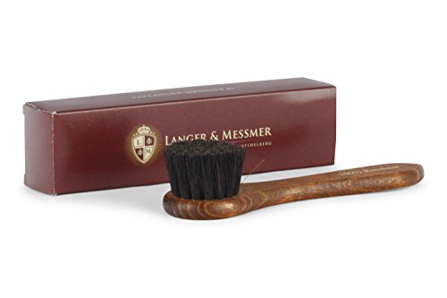 Langer & Messmer Set de 2 cepillos con 100% cerdas de crin de caballo para la limpieza y el cuidado de zapatos de piel (blanco/negro)