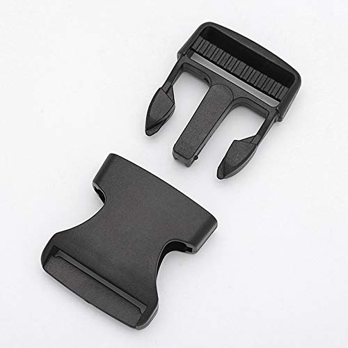 LanYing 10 Piezas 25mm/38mm Hebillas de Plástico Hebilla Lateral de Liberación Rápida para Mochila/Accesorios de Mochila Correa para el Hombro/Collar para Mascotas (Negro) (38mm)