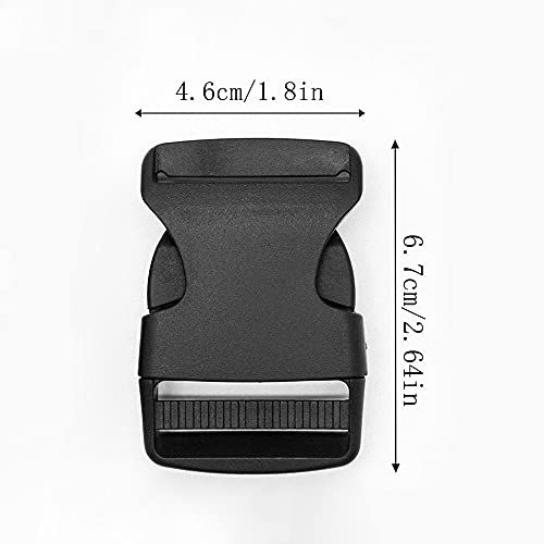 LanYing 10 Piezas 25mm/38mm Hebillas de Plástico Hebilla Lateral de Liberación Rápida para Mochila/Accesorios de Mochila Correa para el Hombro/Collar para Mascotas (Negro) (38mm)