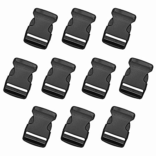 LanYing 10 Piezas 25mm/38mm Hebillas de Plástico Hebilla Lateral de Liberación Rápida para Mochila/Accesorios de Mochila Correa para el Hombro/Collar para Mascotas (Negro) (38mm)