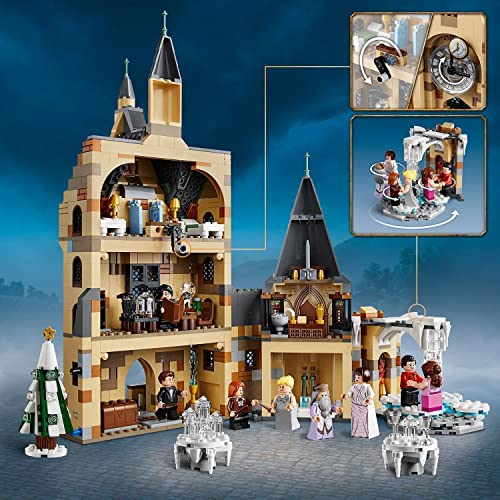 LEGO 75948 Harry Potter Torre del Reloj de Hogwarts, Juguete de Construcción con 8 Mini Figuras y Decoración de Baile de Navidad