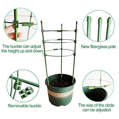 Lestree Juego de 20 estacas de jardín de 18 pulgadas de fibra de vidrio verde para plantas de soporte de estaca resistente con revestimiento de plástico para árboles de tomate