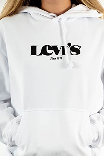 Levi's Sudadera de mujer con capucha Graphic Standard blanca Cód. 18487-0048, blanco / negro, XS