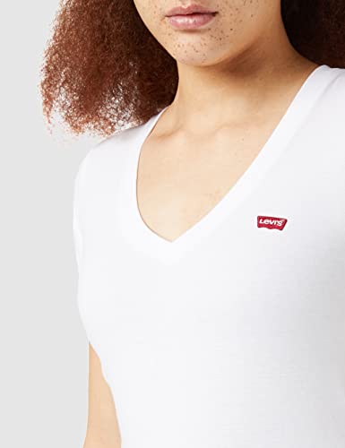 Levi's Vneck Camiseta de Manga Corta, White (White + 0002), Small para Mujer