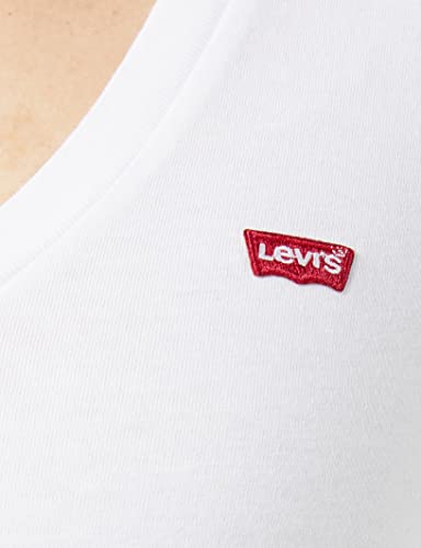 Levi's Vneck Camiseta de Manga Corta, White (White + 0002), Small para Mujer