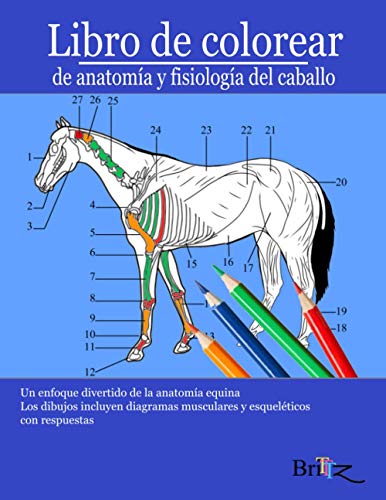 Libro para colorear de anatomía y fisiología del caballo: Una guía detallada de la anatomía equina con respuestas | Regalo perfecto para estudiantes ... de los animales, adultos y adolescentes