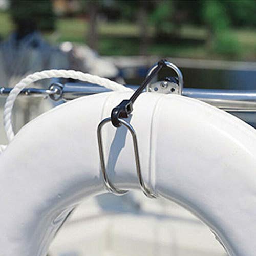 Lifebuoy - Soporte ajustable de acero inoxidable para herradura de barco, yate y salvavidas (resistencia a la corrosión y óxido) Tamaño libre plata
