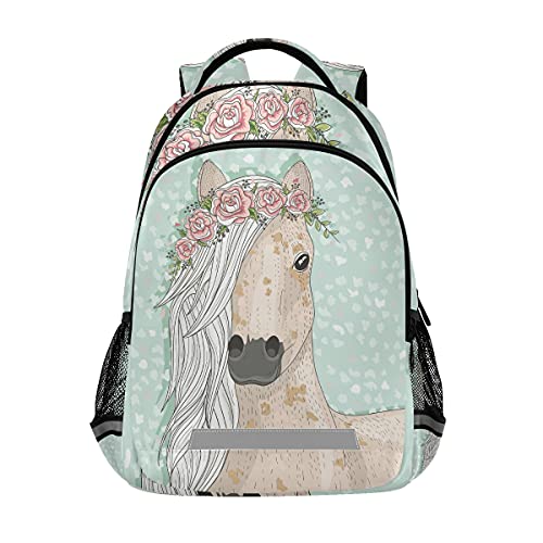 Lindo caballo con flores mochilas de cuento de hadas para niños estudiantes mochila bolsa de viaje para niños niñas bolsa casual