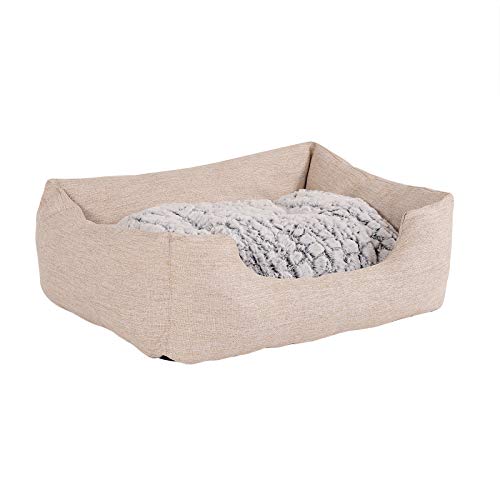 lionto by dibea Cama para perros con cojín reversible tela mezcla cómodo sofá (S) 60x50 cm Beige