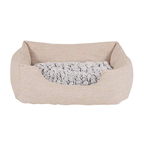 lionto by dibea Cama para perros con cojín reversible tela mezcla cómodo sofá (S) 60x50 cm Beige