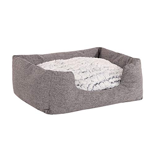 lionto by dibea Cama para perros con cojín reversible tela mezcla cómodo sofá (S) 60x50 cm Gris