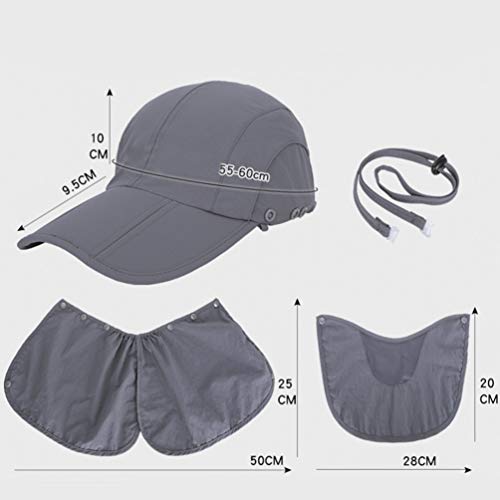 LIOOBO Protector Solar Cuello Cubierta Sombrero Desmontable Color Sólido Tapa de Secado Rápido Sombreros Anti-UV Protección Solar Sombrero para Montañismo Camping Al Aire Libre