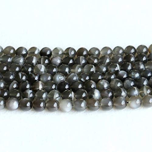 LKBEADS 1 hebra natural de piedra lunar negra de destello redondo de bolas de piedras preciosas sueltas de 6 mm, 8 mm, 10 mm, 12 mm de largo 05146 Code-HIGH-29699