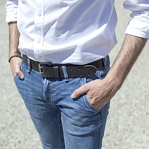Lois - Cinturon Hombre Cuero Piel Genuina. Ancho de 40 mm. Talla Ajustable, Hecho en España, Marca Genuina y Original 501002, Color Negro