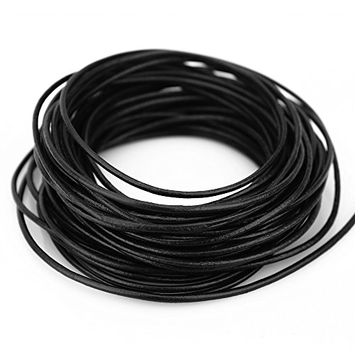 LolliBeads (TM) 1,5 mm cuerda de cuero redondo trenzado cuerda negro 10 metros (10 yardas)