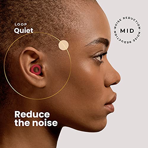 Loop Quiet - Tapones Oídos para dormir – Protección Auditiva de Silicona Suave Reutilizables + 8 Puntas para los Oidos en XS/S/M/L - Reducción Sonido 27dB - Antiruido, Estudiar - Bordó