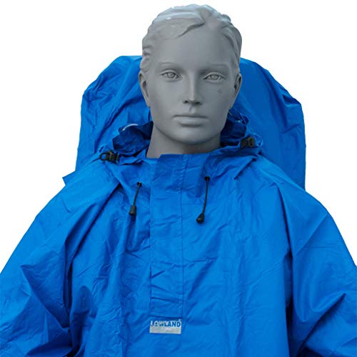 LOWLAND OUTDOOR - Poncho de lluvia con mochila, color azul, L